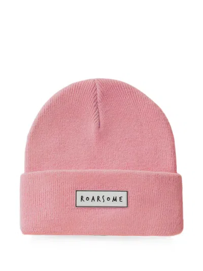 Roarsome Kids' Logo-patch Ribbed Beanie Hat In Pink