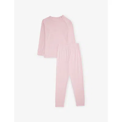 Roarsome Kids' Pink Base Layer Long-sleeves Two-piece Stretch-woven Set