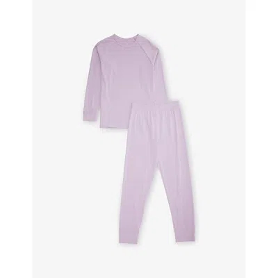 Roarsome Kids' Purple Base Layer Long-sleeves Two-piece Stretch-woven Set 1-10