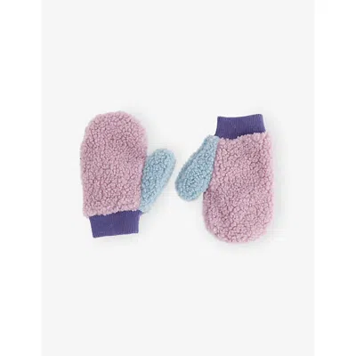 Roarsome Kids' Purple Colourblock Lined Fleece Mitts 1-8 In Pink