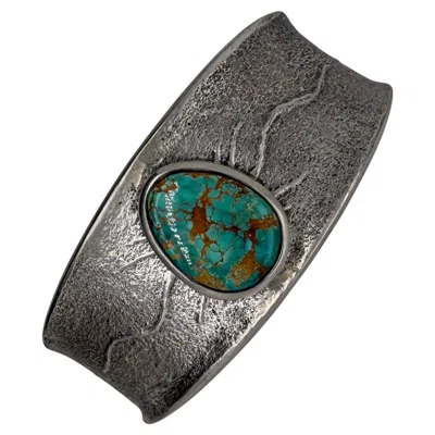 Pre-owned Rob Sherman One-of-a-kind Tufa Cast Sterling Silver & Turquoise Cuff Bracelet By  In Multi