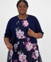 Robbie Bee Petite 3/4-sleeve Open-front Shrug In Navy