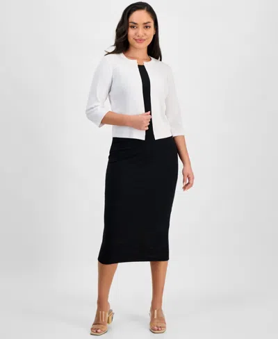 Robbie Bee Petite 3/4-sleeve Open-front Shrug In White