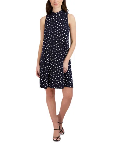 Robbie Bee Petite Bow-back Trapeze Dress In Navy,wht