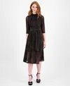Robbie Bee Petite Mock Neck Printed Midi Dress In Black