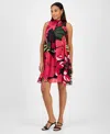 Robbie Bee Petite Printed Bow-back Trapeze Dress