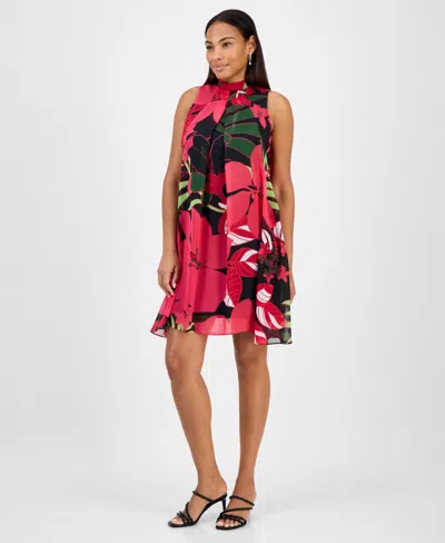 Robbie Bee Petite Printed Bow-back Trapeze Dress