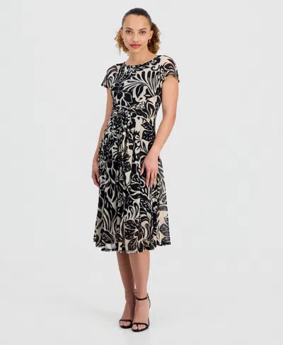 Robbie Bee Petite Tie-front Midi Dress In Black