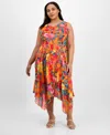 Robbie Bee Plus Size Cowl-neck Sleeveless Handkerchief-hem Dress