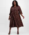 Robbie Bee Plus Size Paisley-print Shirtdress In Multi
