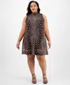 Robbie Bee Plus Size Sequin Bow-back Sleeveless Shift Dress In Gold