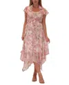 Robbie Bee Women's 2-pc. Floral-print Jacket & Dress Set In White,pink