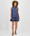 Robbie Bee Women's Button-front Ruffled-hem Dress