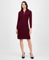 Robbie Bee Women's Cable-knit Long-sleeve Sweater Dress In Burgundy