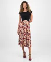 Robbie Bee Women's Colorblock Printed Cap-sleeve Midi Dress In Multi