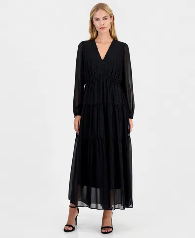 Robbie Bee Women's Empire-waist A-line Long-sleeve Dress In Black
