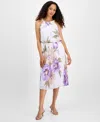 Robbie Bee Women's Floral Chiffon Halter Midi Dress