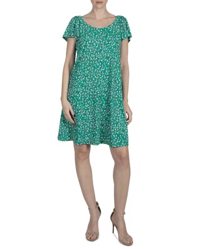 Robbie Bee Women's Floral-print A-line Dress In Green Mult