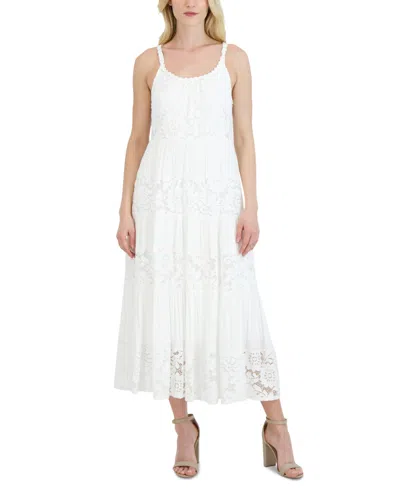 Robbie Bee Women's Scoop-neck Sleeveless Midi Dress In White