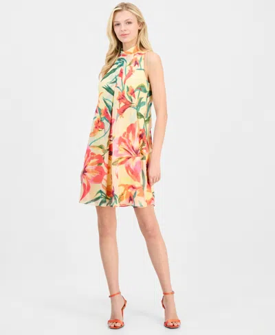 Robbie Bee Women's Mock-neck Shift Dress In Yellow