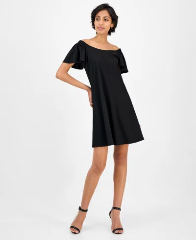 Robbie Bee Women's Off-the-shoulder Swing Dress In Black