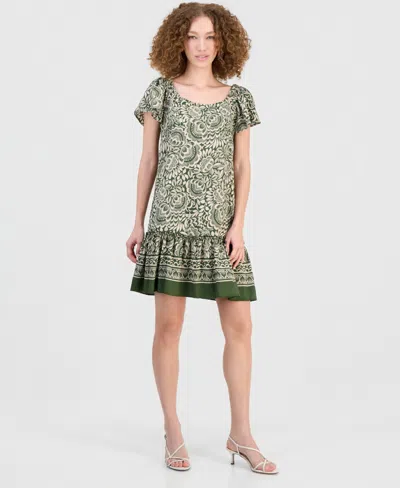 Robbie Bee Women's On/off-the-shoulder Ruffle-hem Dress In Green