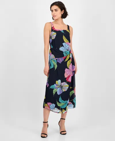 Robbie Bee Women's Printed Faux Sarong Midi Dress