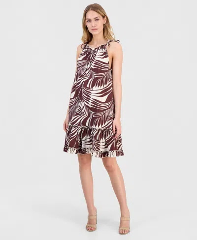 Robbie Bee Women's Printed Halter A-line Dress In Brown