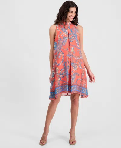 Robbie Bee Women's Printed Mock Neck Sleeveless Shift Dress In Multi