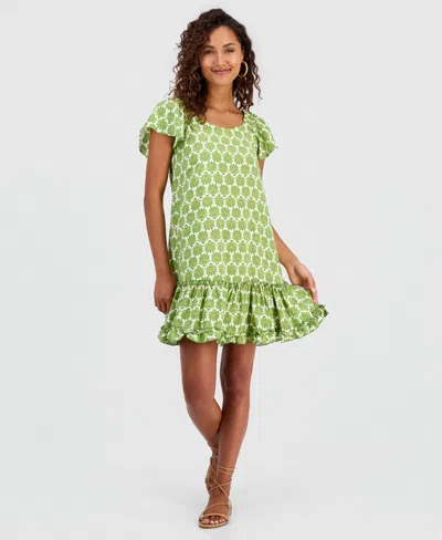 Robbie Bee Women's Printed On/off-shoulder Shift Dress In Green