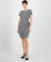 Robbie Bee Women's Printed Sarong Short-sleeve Dress In Black White