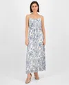 Robbie Bee Women's Printed Scoop-neck Chiffon Dress In Gray