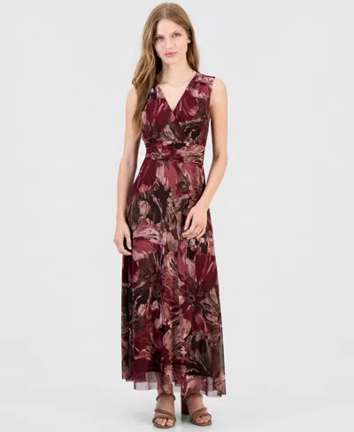Robbie Bee Women's Printed Surplice-neck Maxi Dress In Multi