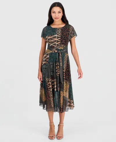 Robbie Bee Women's Printed Tie-front Midi Dress In Multi