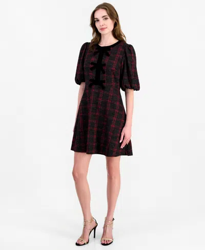 Robbie Bee Women's Puff-sleeve Sheath Dress With Bows In Brown