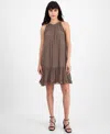 Robbie Bee Women's Ruffled A-line Dress In Brown