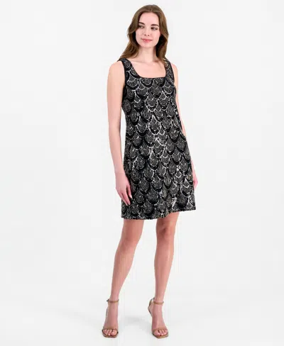 Robbie Bee Women's Sequin Square Neck Mini Dress In Black