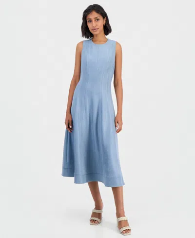 Robbie Bee Women's Sleeveless A-line Midi Dress In Blue