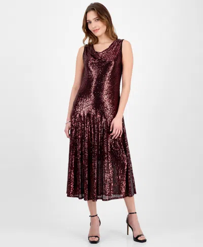 Robbie Bee Women's Sleeveless Cowl Neck Midi Dress In Red