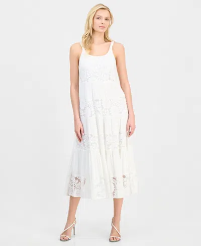 Robbie Bee Women's Sleeveless Tiered Midi Dress In White