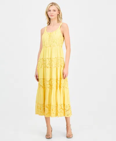 Robbie Bee Women's Sleeveless Tiered Midi Dress In Yellow