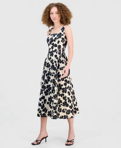 Robbie Bee Women's Square-neck Sleeveless Midi Dress In Multi