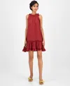 Robbie Bee Women's Tiered-ruffle-trim A-line Sleeveless Dress In Purple