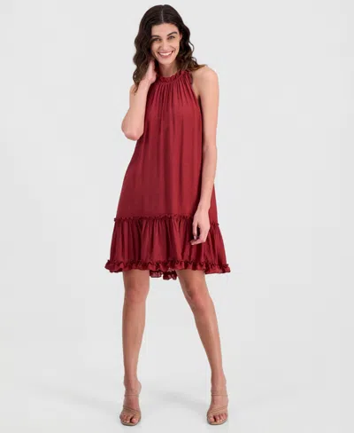 Robbie Bee Women's Tiered Ruffled-neck Dress In Red