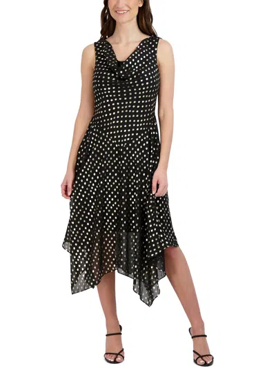 Robbie Bee Womens Polka Dot A Line Cocktail And Party Dress In Black