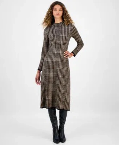 Robbie Bee Womens Printed Long Sleeve Sweater Dress In Multi