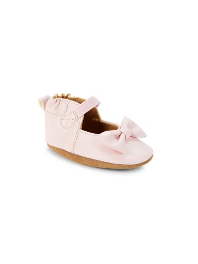 Robeez Baby Girl's Leather Bow Crib Shoes In Pink