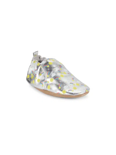 Robeez Baby Girl's Leather Soft Soles In Silver