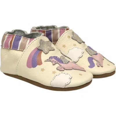 Robeez Kids' ® Born To Shine Leather Crib Shoes In Ivory