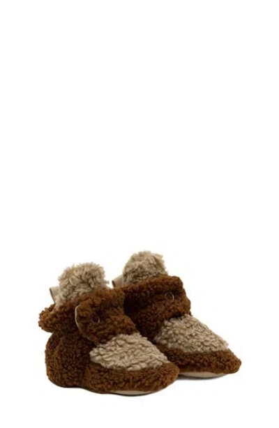 Robeez Kids' ® Cozy Faux Shearling Snap Bootie In Brown